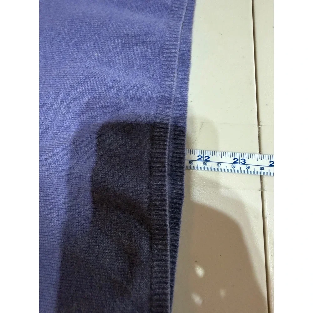 Charter Club Polo Sweater Womens Medium Blue 100% Cashmere V-Neck Quiet Luxury